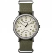 Timex Weekender&reg; Oversized Watch - Tan Dial/Antique Chrome/Olive Strap