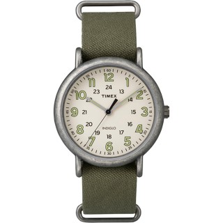 Timex Weekender® Oversized Watch - Tan Dial/Antique Chrome/Olive Strap Timex Weekender® Oversized Watch - Tan Dial/Antique Chrome/Olive Strap