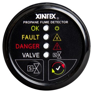FIREBOY-XINTEX Xintex Propane Fume Detector w/Plastic Sensor & Solenoid Valve - Black Bezel Display