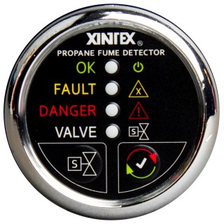 FIREBOY-XINTEX Xintex Propane Fume Detector w/Automatic Shut-Off & Plastic Sensor - No Solenoid Valve - Chrome Bezel Display