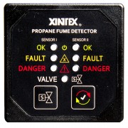 FIREBOY-XINTEX Xintex Propane Fume Detector & Alarm w/2 Plastic Sensors & Solenoid Valve - Square Black Bezel Display