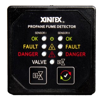 FIREBOY-XINTEX Xintex Propane Fume Detector w/2 Plastic Sensors - No Solenoid Valve - Square Black Bezel Display FIREBOY-XINTEX Xintex Propane Fume Detector w/2 Plastic Sensors - No Solenoid Valve - Square Black Bezel Display