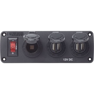 BLUE SEA SYSTEMS Blue Sea 4355 BelowDeck™ Panel - 15A Circuit Breaker, 12V Socket, 2x 2.1A Dual USB Chargers BLUE SEA SYSTEMS Blue Sea 4355 BelowDeck™ Panel - 15A Circuit Breaker, 12V Socket, 2x 2.1A Dual USB Chargers