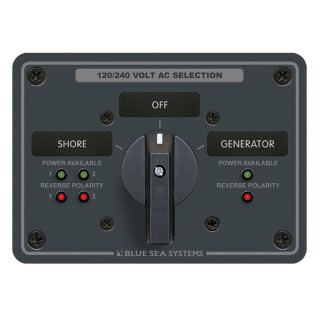 Blue Sea AC Rotary Switch Panel 65AMP - 2 Positions + OFF - 4 Pole Blue Sea AC Rotary Switch Panel 65AMP - 2 Positions + OFF - 4 Pole