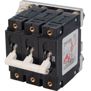 Blue Sea 7270 250A C-Series Triple Pole Toggle DC Circuit Breaker Blue Sea 7270 250A C-Series Triple Pole Toggle DC Circuit Breaker