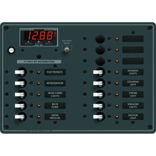 Blue Sea 8403 DC Panel 13 Position w/ Multimeter Blue Sea 8403 DC Panel 13 Position w/ Multimeter