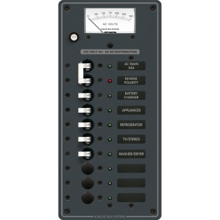 Blue Sea 8488 Breaker Panel - AC Main + 8 Positions - White Blue Sea 8488 Breaker Panel - AC Main + 8 Positions - White