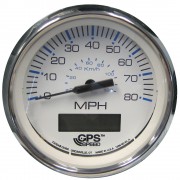 ?????‹Faria Chesapeake White SS 4" Speedometer w/LCD Heading Display - 80MPH (GPS)