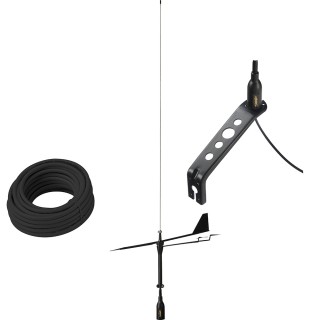 Glomex Black Swan VHF Antenna w/Wind Indicator & 66' Coax Cable Glomex Black Swan VHF Antenna w/Wind Indicator & 66' Coax Cable