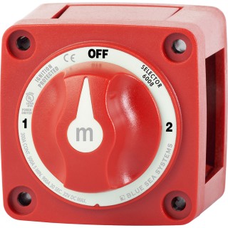 Blue Sea 6008 M-Series Battery Switch 3 Position - Red Blue Sea 6008 M-Series Battery Switch 3 Position - Red
