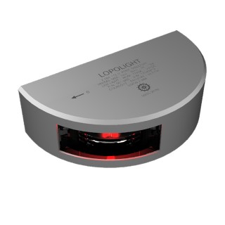 Lopolight Red Port Sidelight with 6M Cable - 2nm Silver Housing - Vertical Mount Lopolight Red Port Sidelight with 6M Cable - 2nm Silver Housing - Vertical Mount