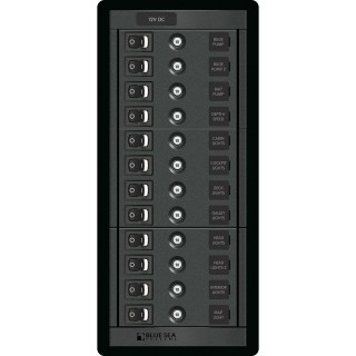 Blue Sea 1461 12 Position Circuit Breaker Panel - 12V - 120A Blue Sea 1461 12 Position Circuit Breaker Panel - 12V - 120A