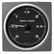Veratron 4-3/8" (110mm) AcquaLink&reg; Tachometer 3000 RPM - 12/24V - Black Dial & Bezel