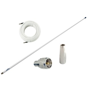 Glomex 4' Glomeasy VHF Antenna 3dB w/FME Termination, 6M Coaxial Cable, RA300 Adapter & PL259 Connector Glomex 4' Glomeasy VHF Antenna 3dB w/FME Termination, 6M Coaxial Cable, RA300 Adapter & PL259 Connector