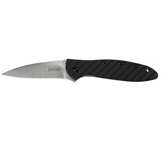 Kershaw Leek Assisted 3 in Stonewash Plain Carbon Fiber Hndl Kershaw Leek Assisted 3 in Stonewash Plain Carbon Fiber Hndl