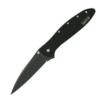 Kershaw Leek Assisted 3in Black Plain Black Stainless Handle Kershaw Leek Assisted 3in Black Plain Black Stainless Handle