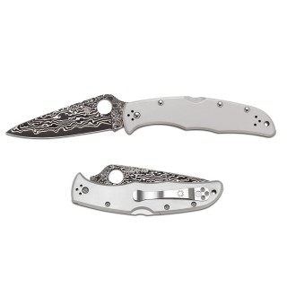 Spyderco Endura 4 Folder 3.75in Plain Damascus Titanium Hndl Spyderco Endura 4 Folder 3.75in Plain Damascus Titanium Hndl