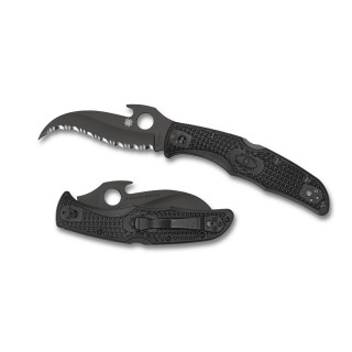 Spyderco Matriarch 2 Wave Folder 3.57in Black Serr Black FRN Spyderco Matriarch 2 Wave Folder 3.57in Black Serr Black FRN