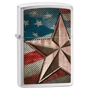 Zippo Brushed Chrome Retro Star Lighter Zippo Brushed Chrome Retro Star Lighter